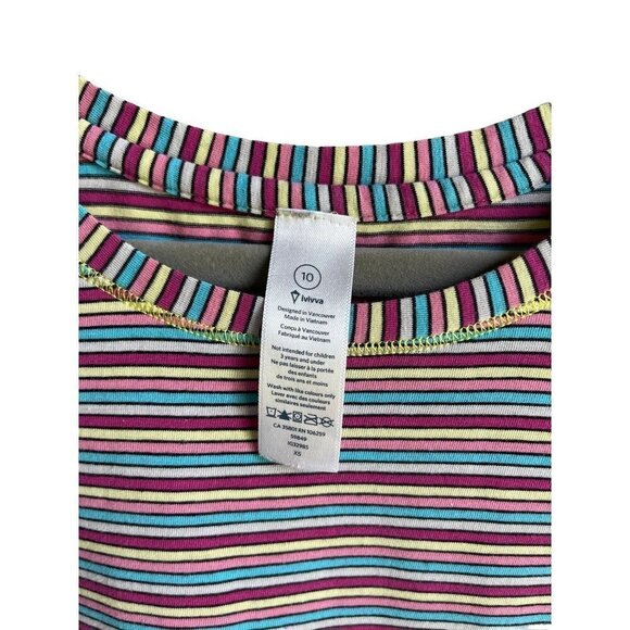 Ivivva Lululemon Striped Girls Crewneck Athletic Performance Tunic Top Size 10 - Picture 5 of 7